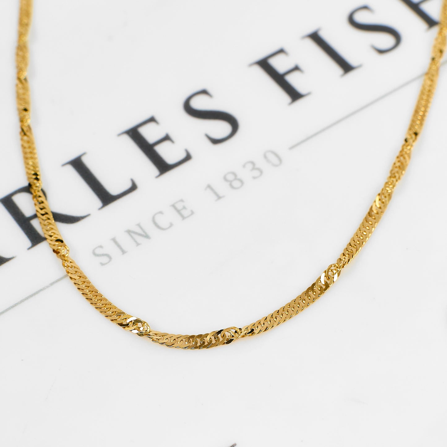 Pre-Owned 9ct Gold Twist Curb Chain Necklace 18 Inch
