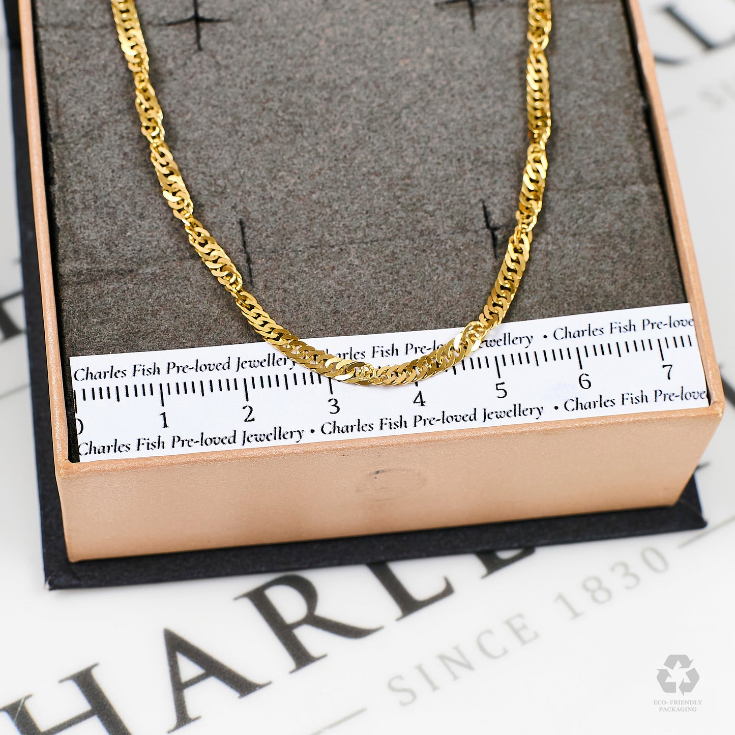 Pre-Owned 9ct Gold Twist Curb Chain Necklace 18 Inch