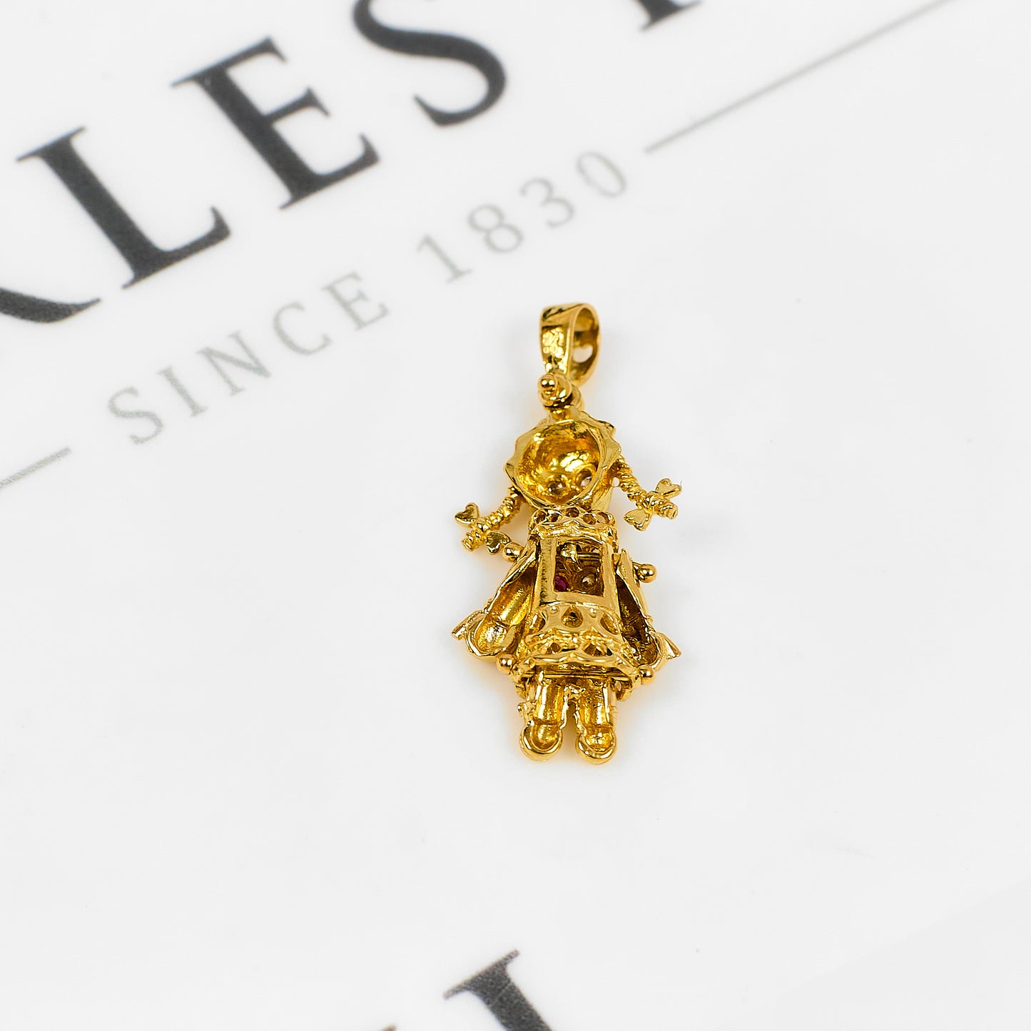 Pre-Owned 9ct Gold Multicolor CZ Rag Doll Pendant
