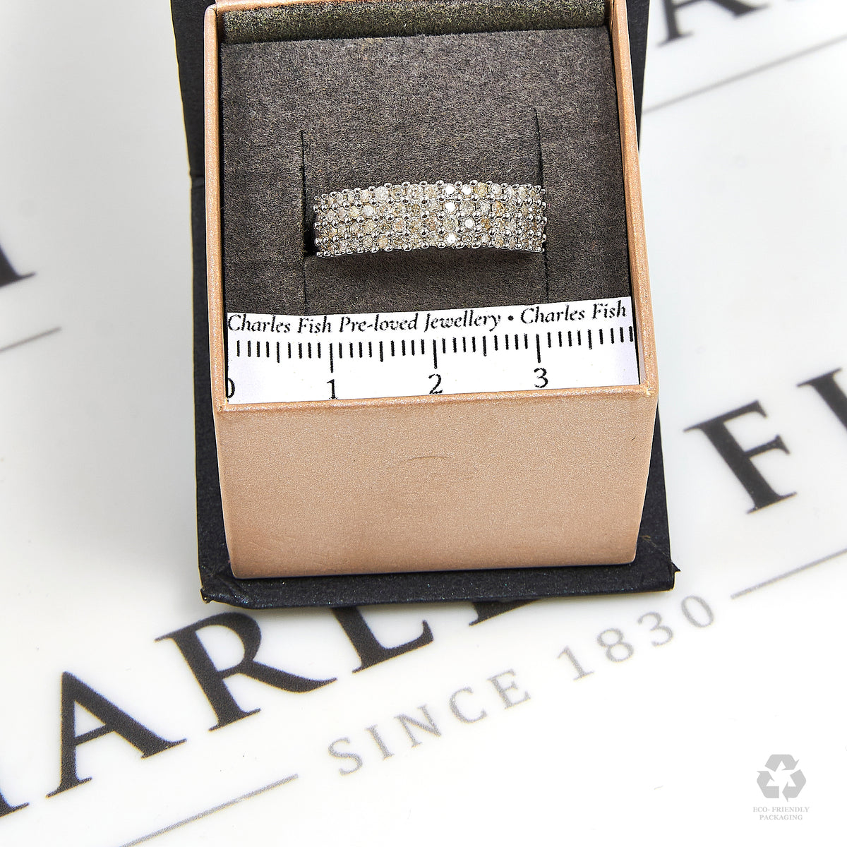 Pre-Owned 9ct White Gold 4 Row Diamond Ring Size Q.5
