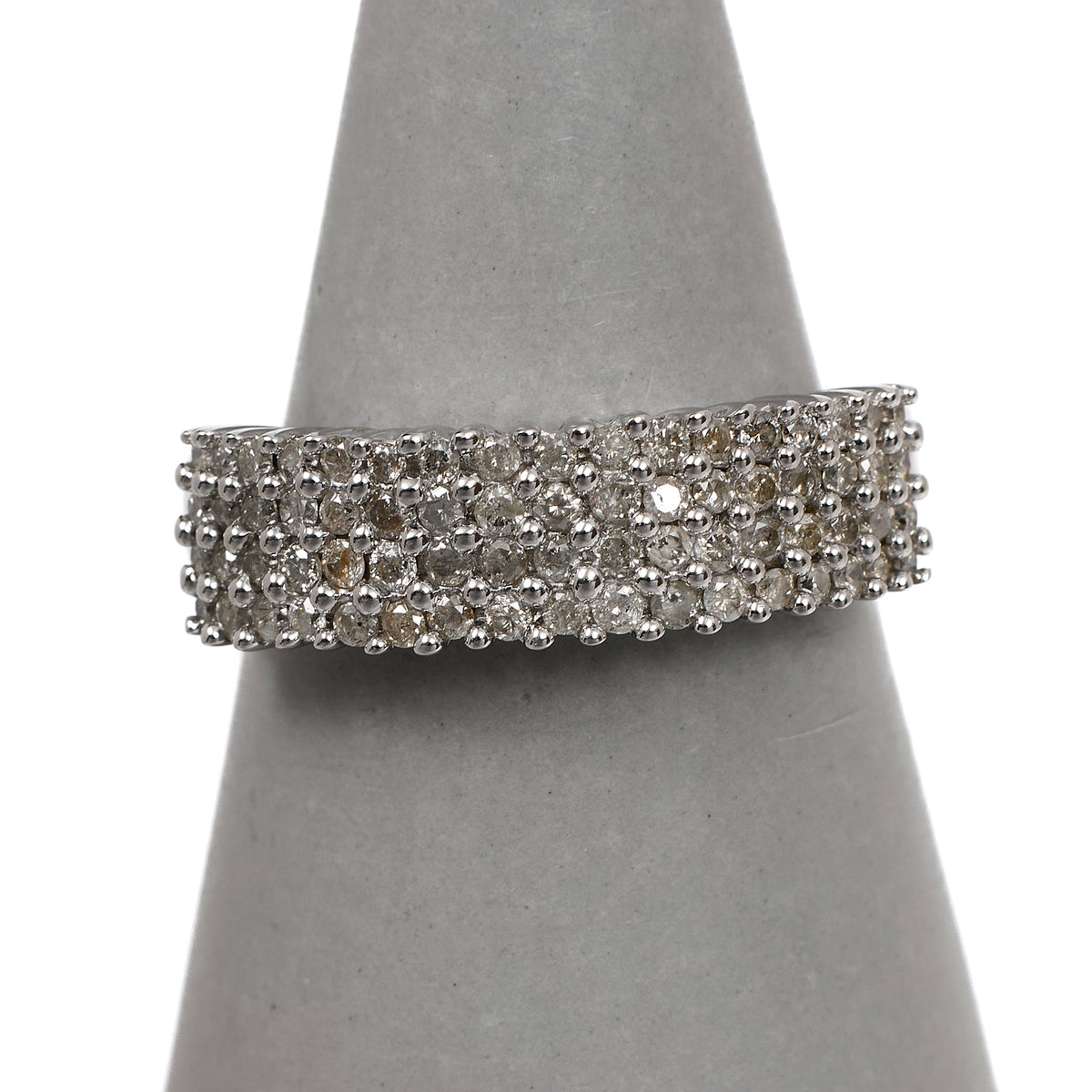 Pre-Owned 9ct White Gold 4 Row Diamond Ring Size Q.5