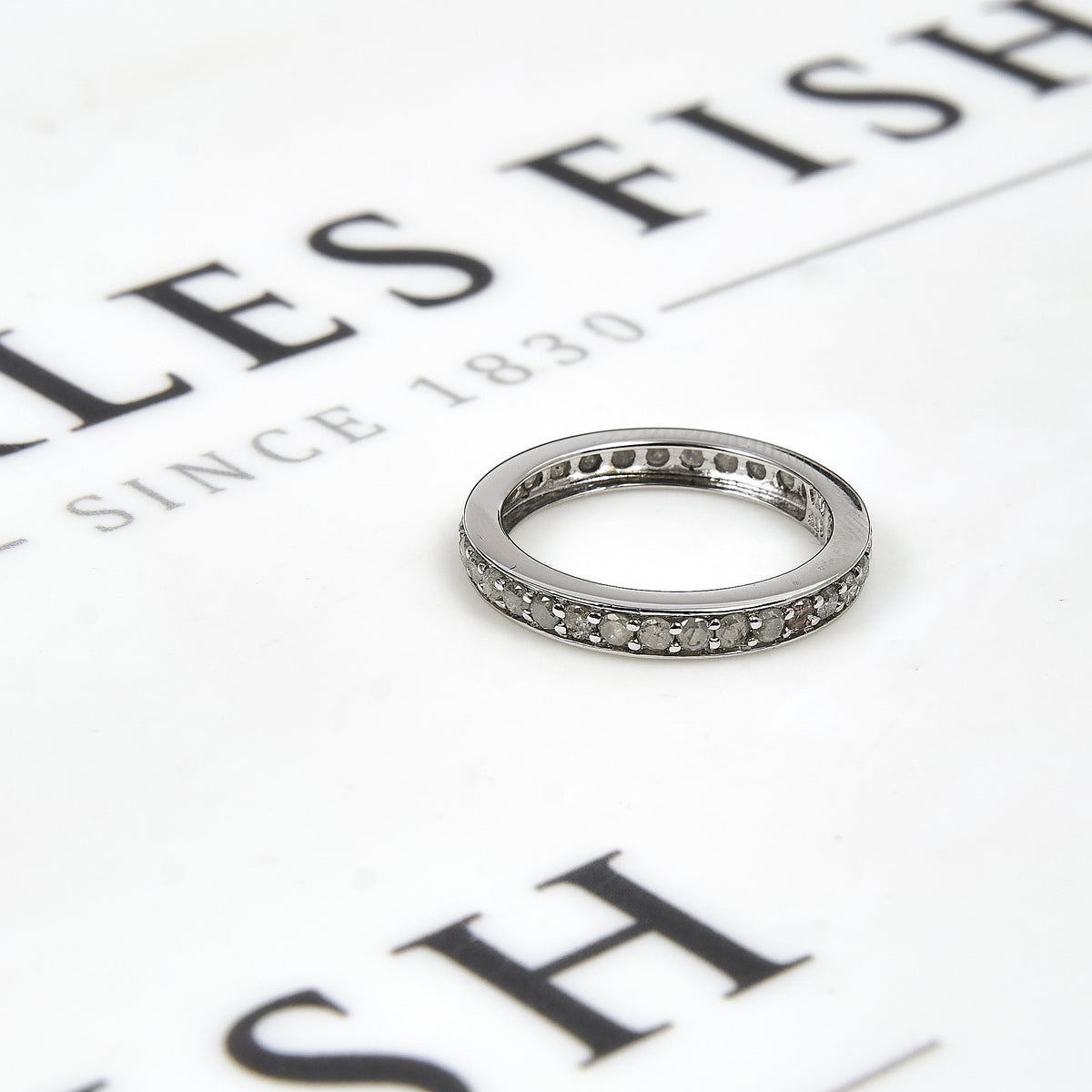 Pre-Owned 9ct White Gold Diamond Full Eternity Ring Size P