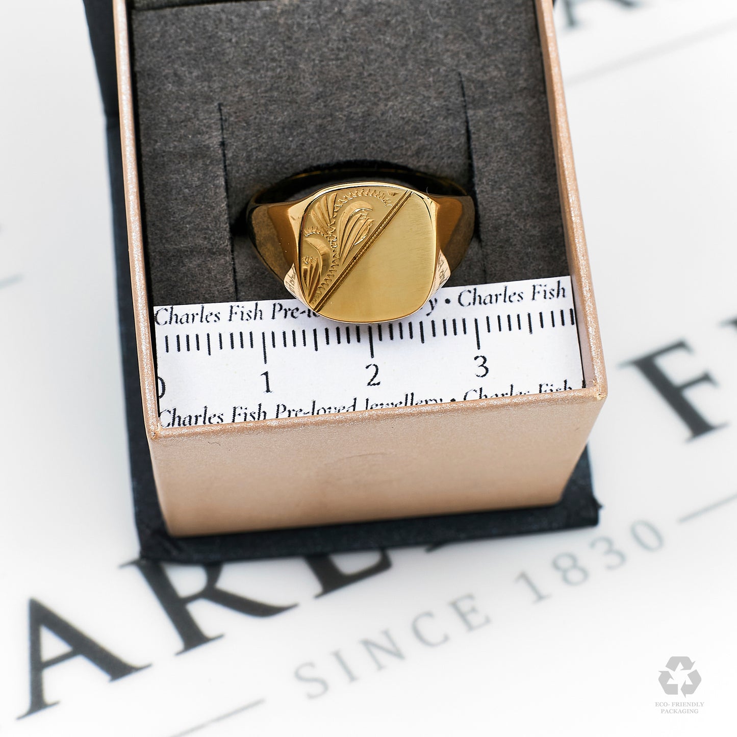 Pre-Owned 9ct Gold Half Pattern Signet Ring Size R