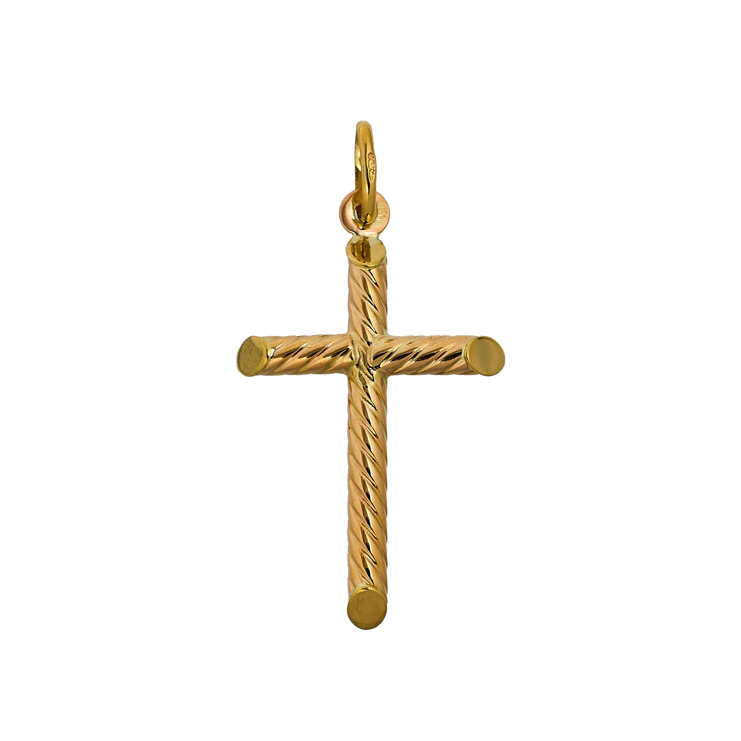 Pre-Owned 9ct Gold Twist Design Cross Pendant