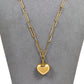 Pre-Owned 9ct Gold Heart Pendant & Oval Link Chain