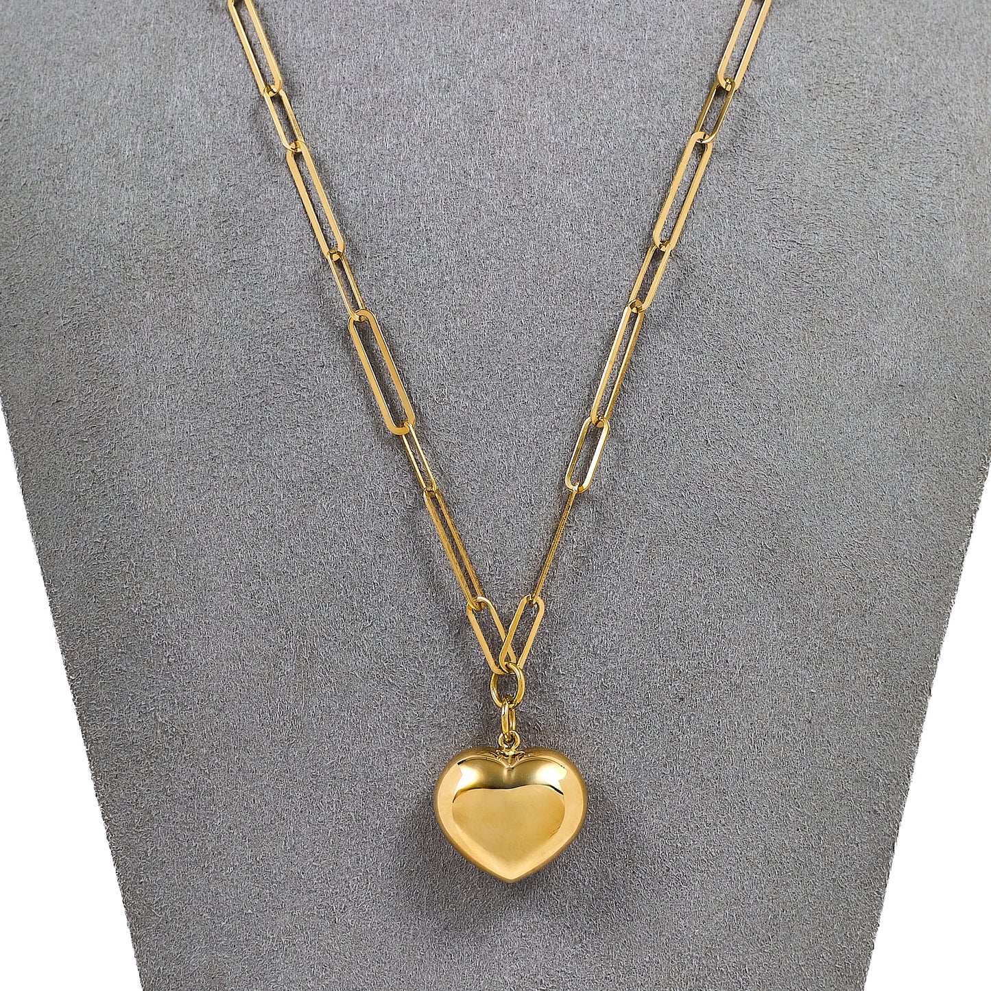 Pre-Owned 9ct Gold Heart Pendant & Oval Link Chain