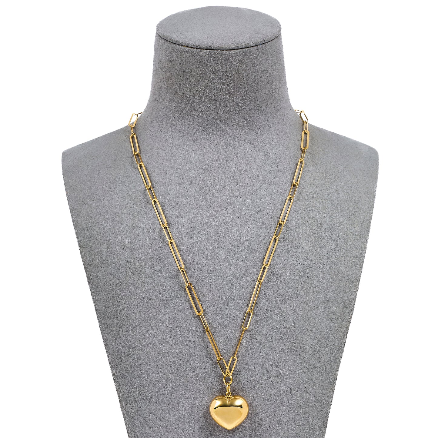 Pre-Owned 9ct Gold Heart Pendant & Oval Link Chain