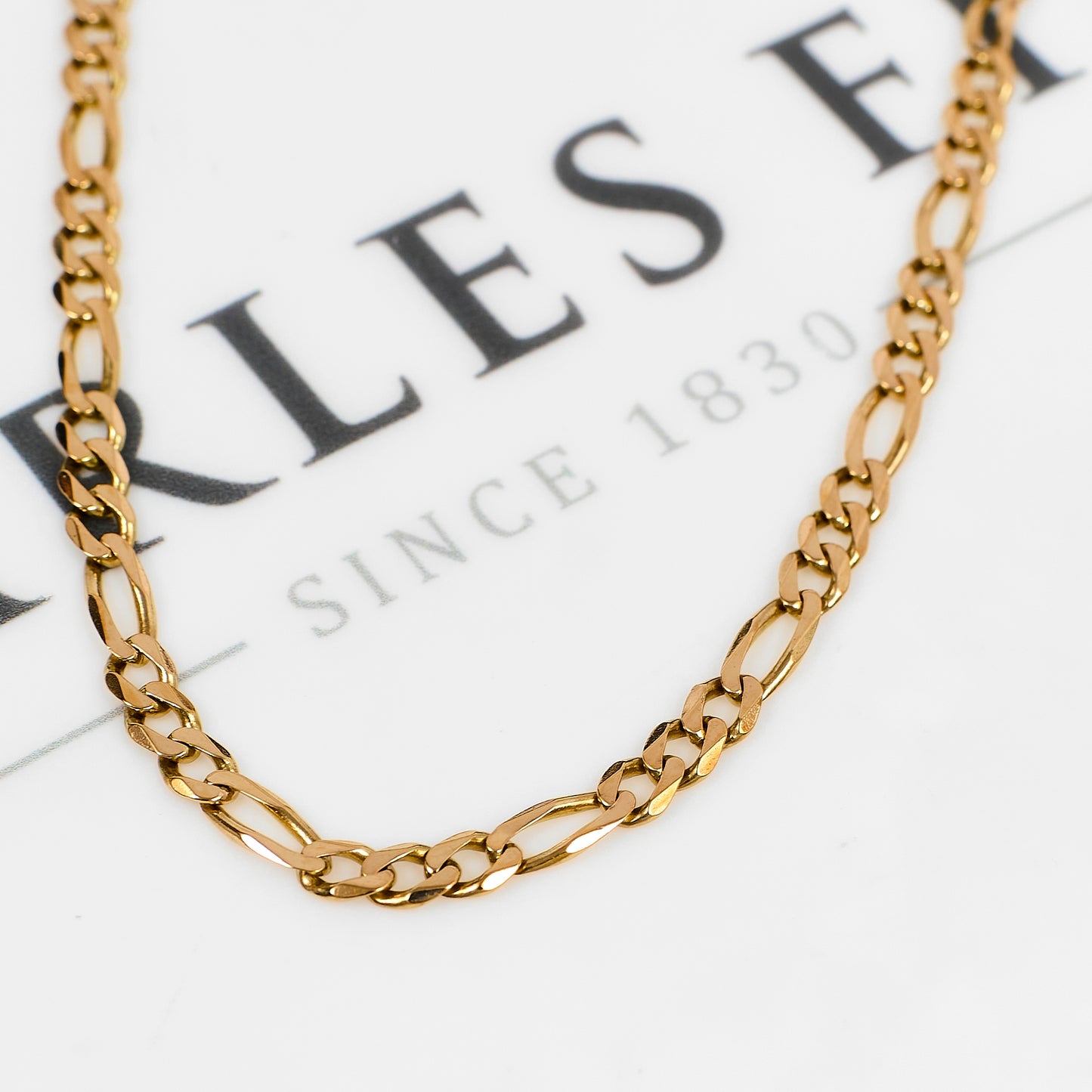 Pre-Owned 9ct Gold 3+1 Figaro Chain Necklace 24 Inch