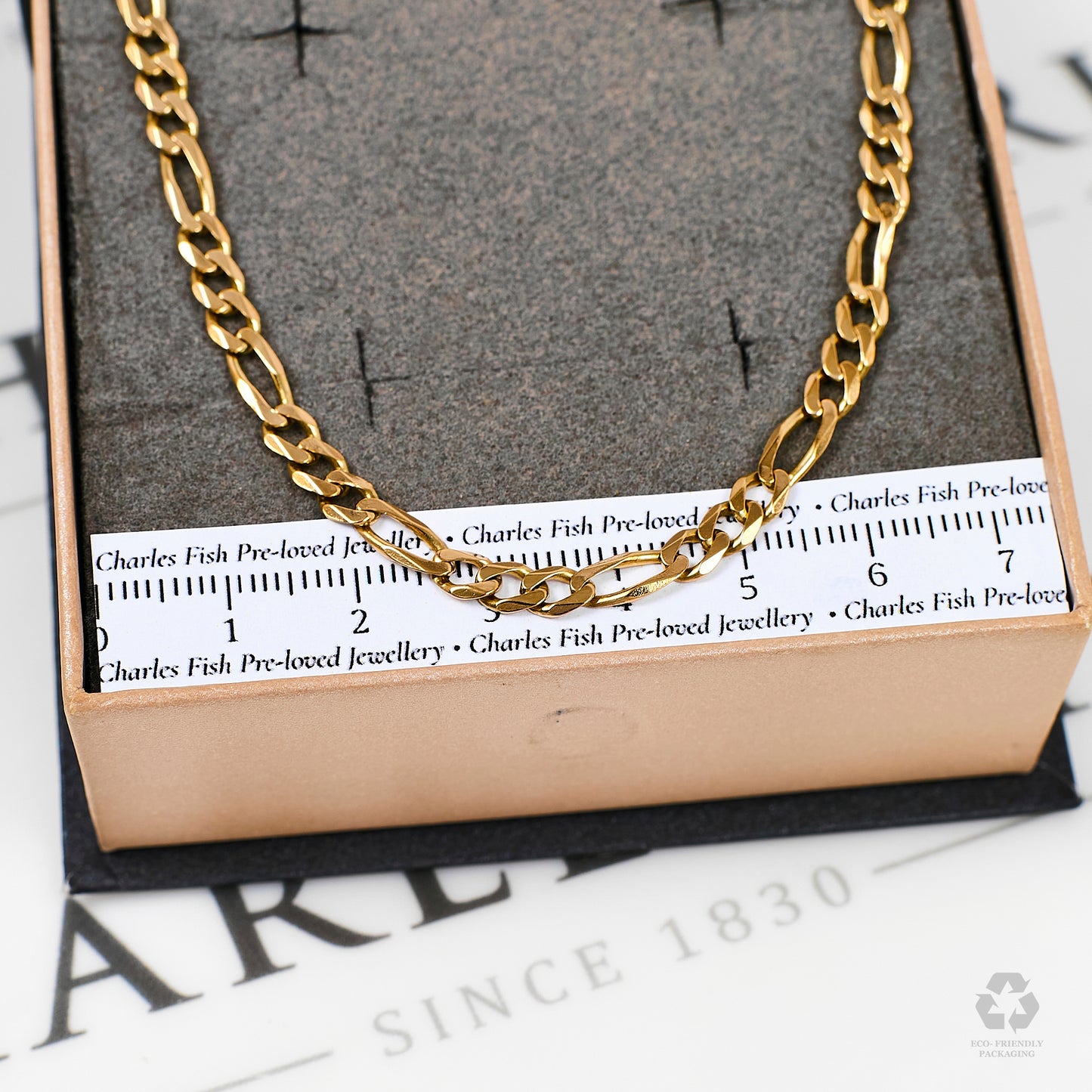 Pre-Owned 9ct Gold 3+1 Figaro Chain Necklace 24 Inch