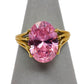 Pre-Owned 9ct Gold Oval Pink CZ Dress Ring Size P