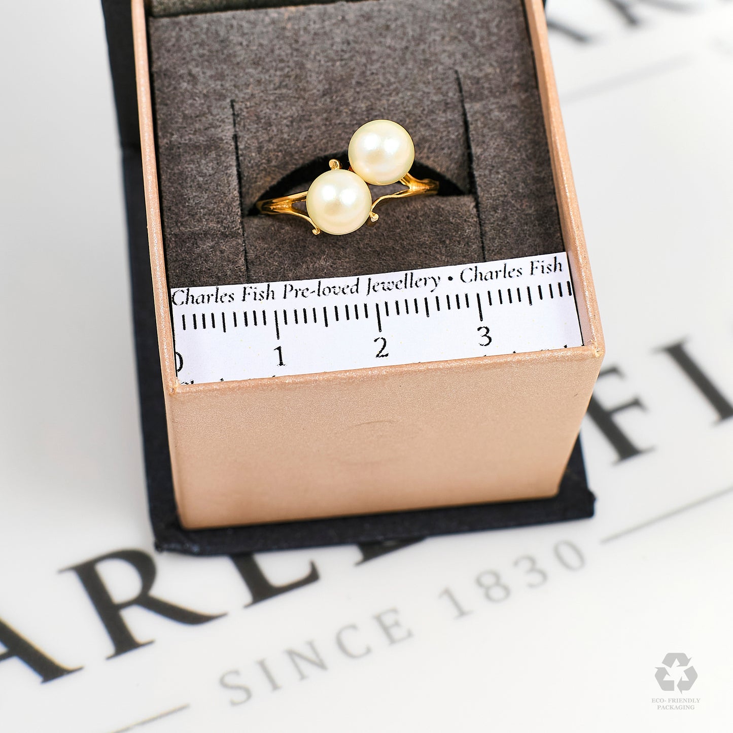 Pre-Owned 9ct Gold 2 Cultured Pearl Ring Size L