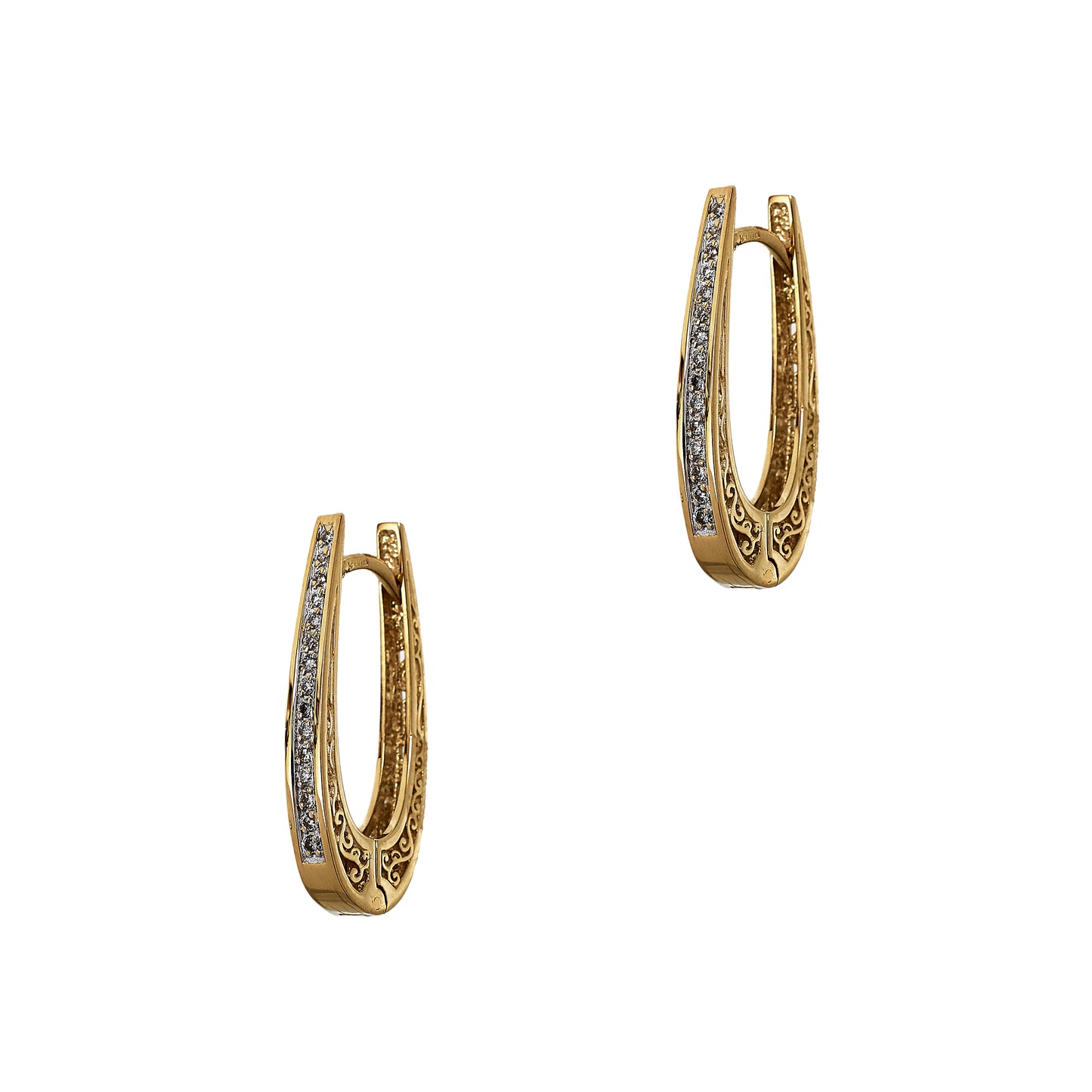 Pre-Owned 9ct Gold Diamond Hinged Earrings