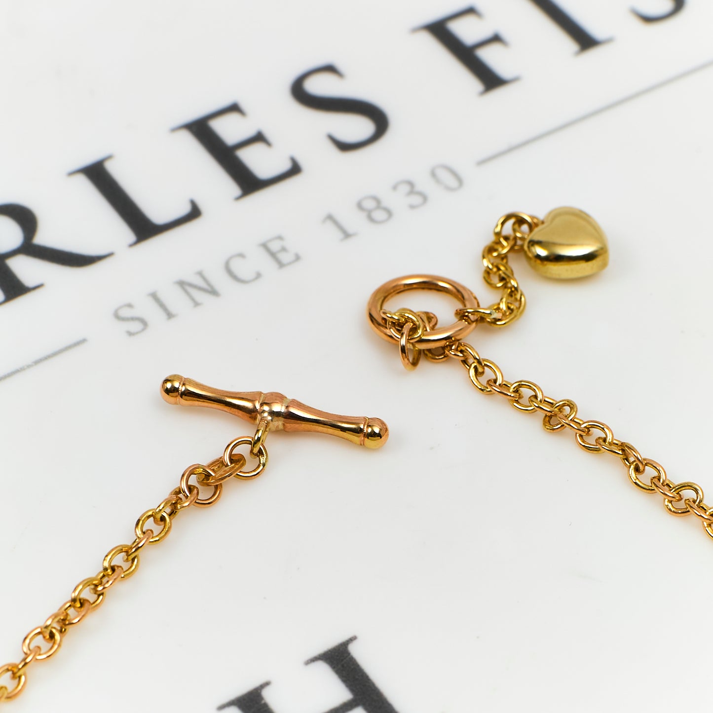 Pre-Owned 9ct Gold Heart Pendant Necklace & TBar 18 Inch
