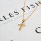Pre-Owned 9ct Gold CZ Cross Pendant & Chain 18 Inch
