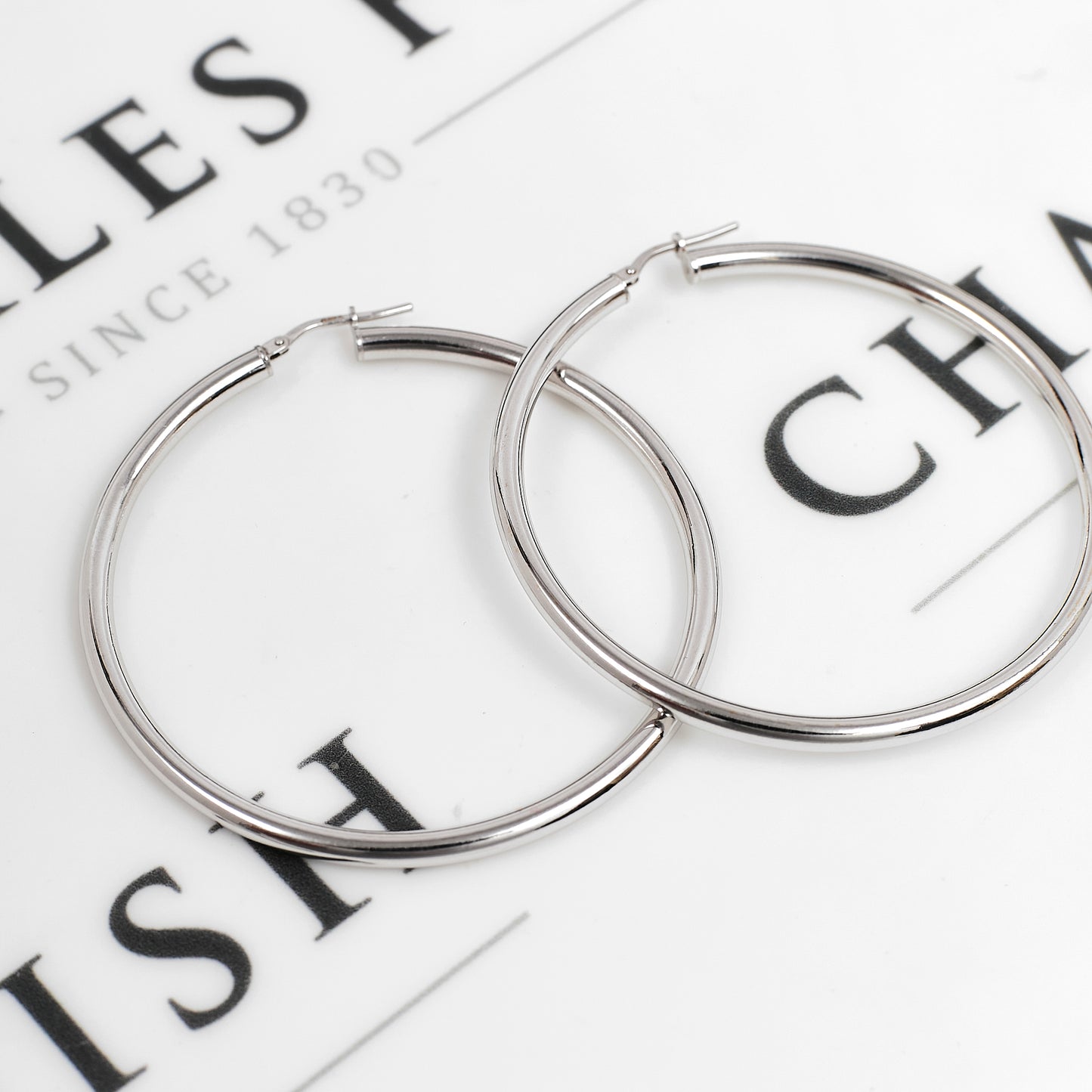 Pre-Owned 18ct White Gold Creole Hoop Earrings