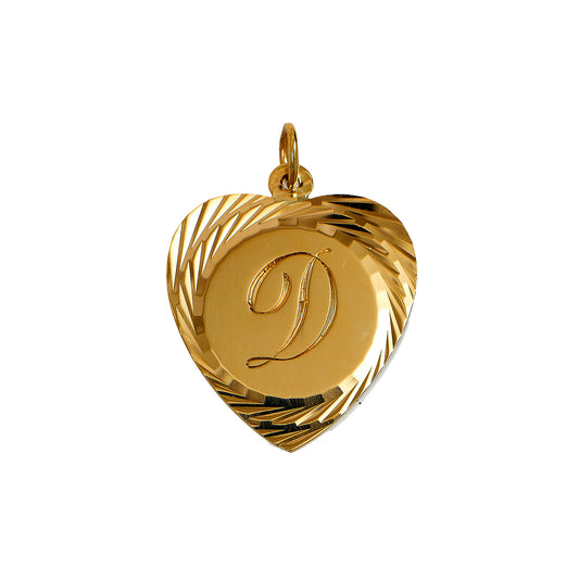 Pre-Owned 9ct Gold Letter D Heart Pendant