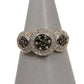 Pre-Owned 9ct Gold Black & White Diamond Triple Cluster Ring