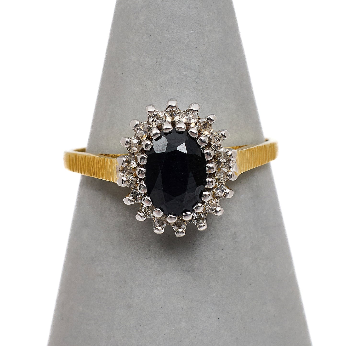 Pre-Owned 9ct Gold Sapphire & Diamond Cluster Ring Size L.5