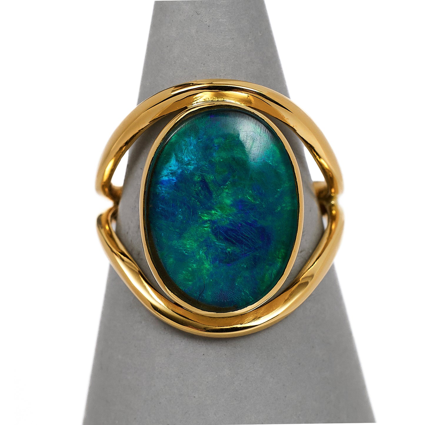 Pre-Owned 18ct Gold Oval Opal Triplet Ring Size O