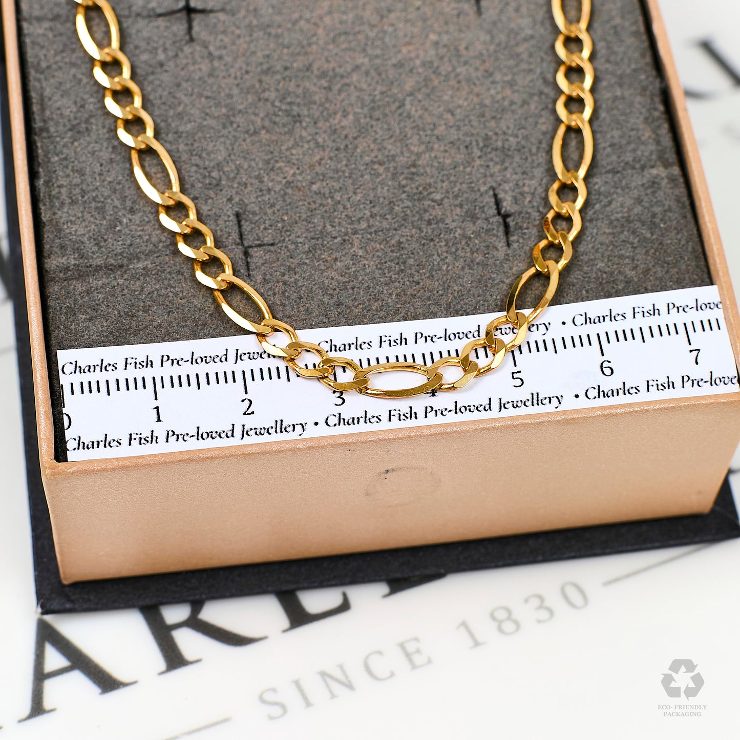 Pre-Owned 9ct Gold 3+1 Figaro Chain Necklace 40 Inch