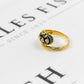 Pre-Owned 18ct Gold Blue & Enamel Wraparound Ring Size M