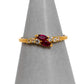 Pre-Owned 22ct Gold Marquise Red Synthetic Stone & CZ Ring