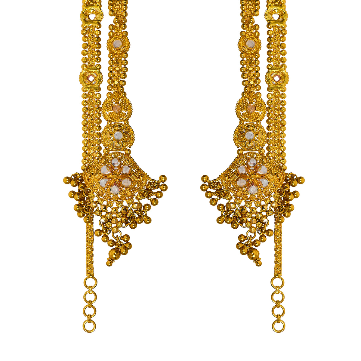 Pre-Owned 22ct Gold Synthetic Stone Earrings & Hair Chains