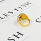 Pre-Owned 14ct CZ Lions Head Ring & Synthetic Stones Size S