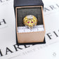 Pre-Owned 14ct CZ Lions Head Ring & Synthetic Stones Size S