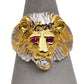 Pre-Owned 14ct CZ Lions Head Ring & Synthetic Stones Size S