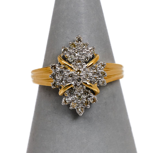 Pre-Owned 9ct Gold Oval Diamond Cluster Ring Size N