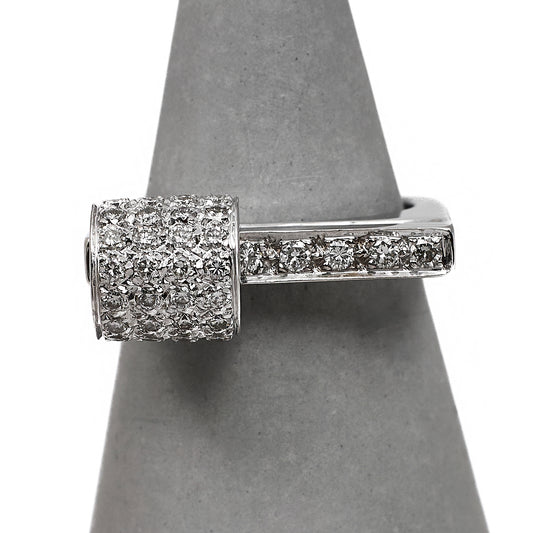 Pre-Owned 18ct White Gold Diamond Ring & Sliding Tube Size M