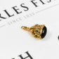 Pre-Owned 9ct Gold Cabochon Onyx & Diamond Fleur De Lis Fob