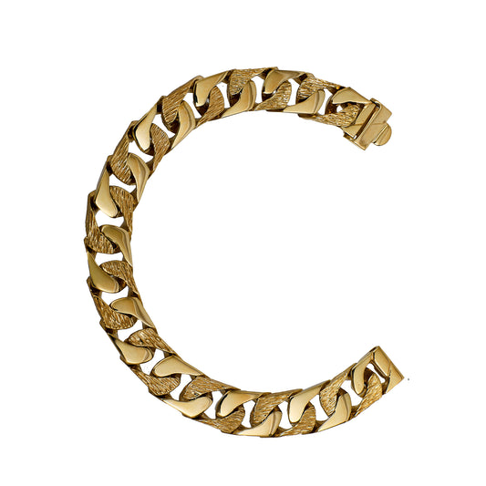 Pre-Owned 9ct Gold Pattern Polish Curb Chain Bracelet 8 Inch