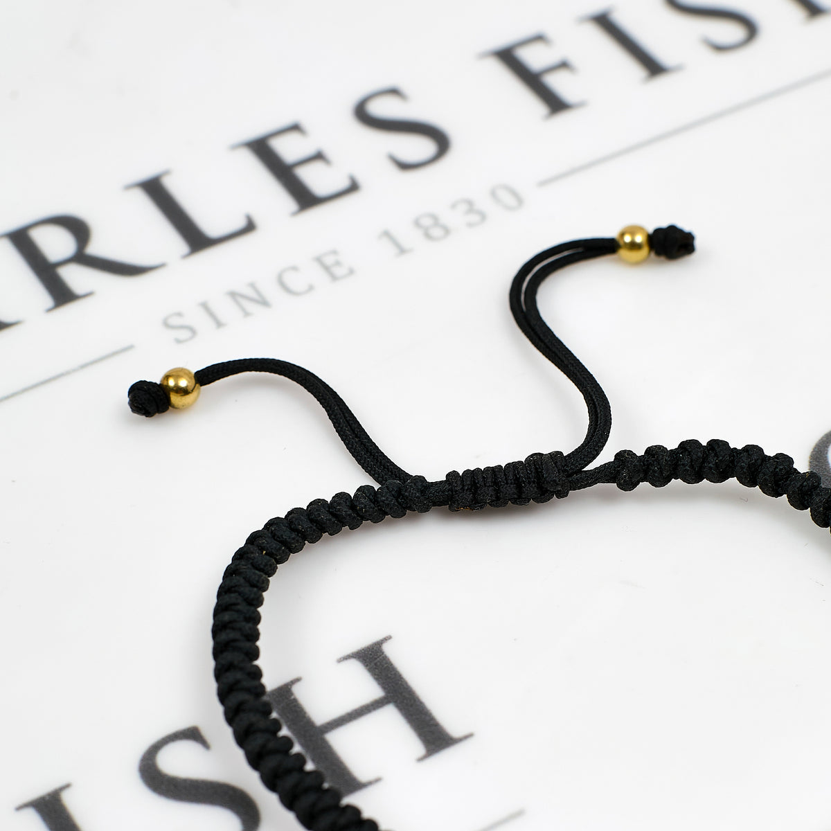 Pre-Owned 14ct Gold CZ Black Cord Adjustable Bracelet