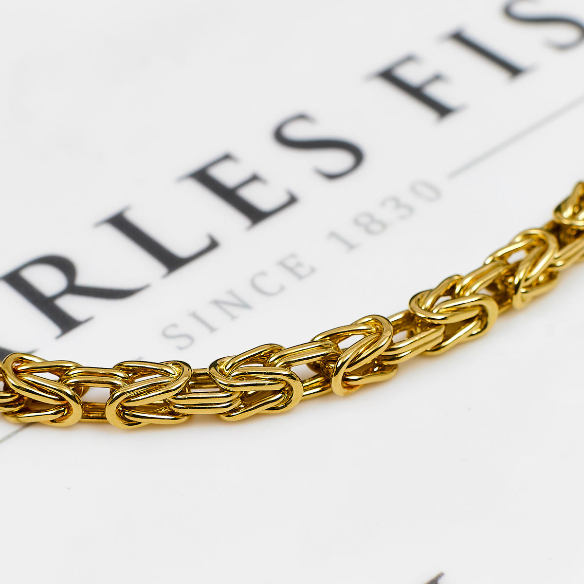 Pre-Owned 14ct Gold Square Byzantine Bracelet 9 Inch