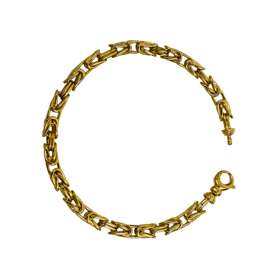 Pre-Owned 14ct Gold Square Byzantine Bracelet 9 Inch