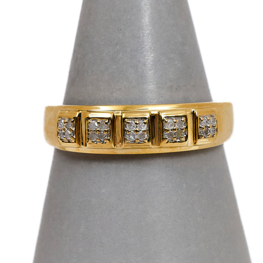 Pre-Owned 9ct Gold Mens 20 Diamond Ring Size W
