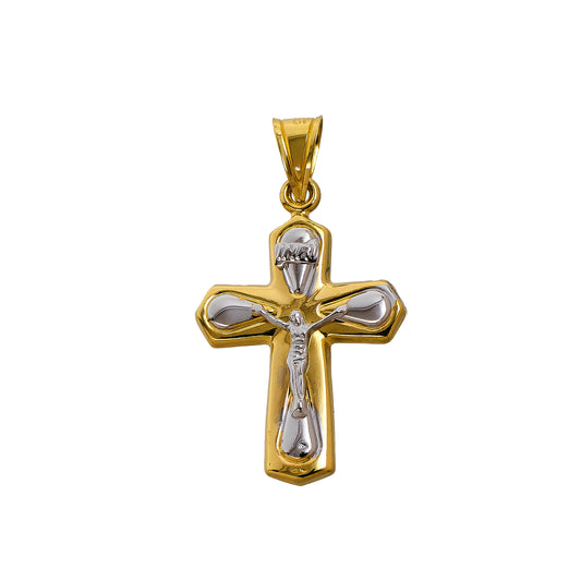 Pre-Owned 14ct Gold 2 Tone Crucifix Pendant