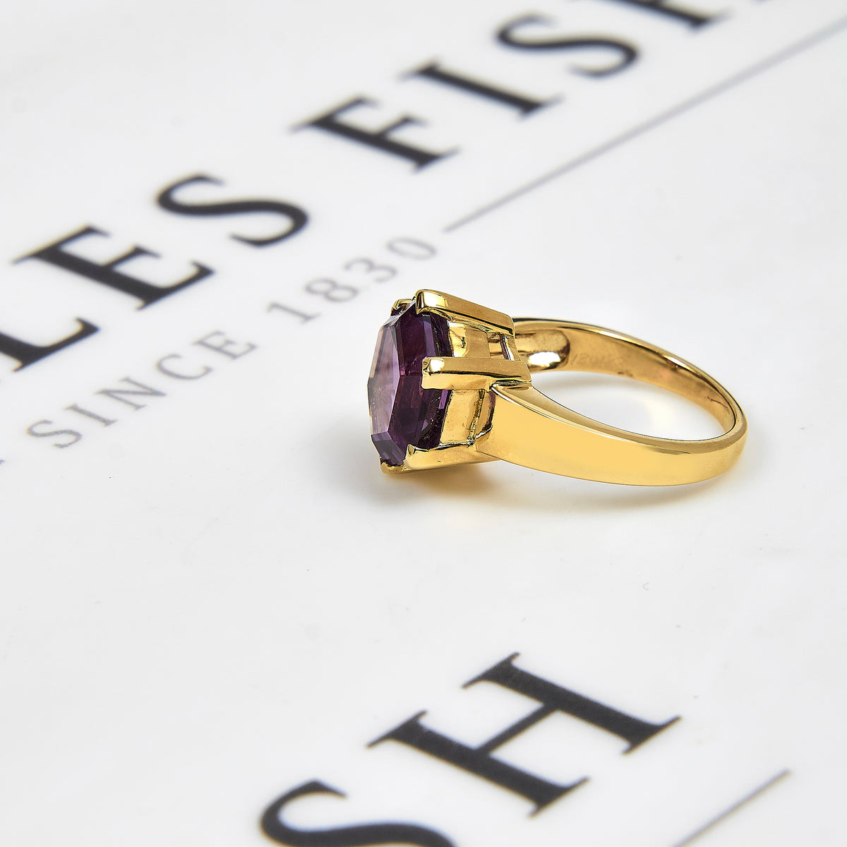 Pre-Owned 9ct Gold Hexagon Amethyst Ring Size N