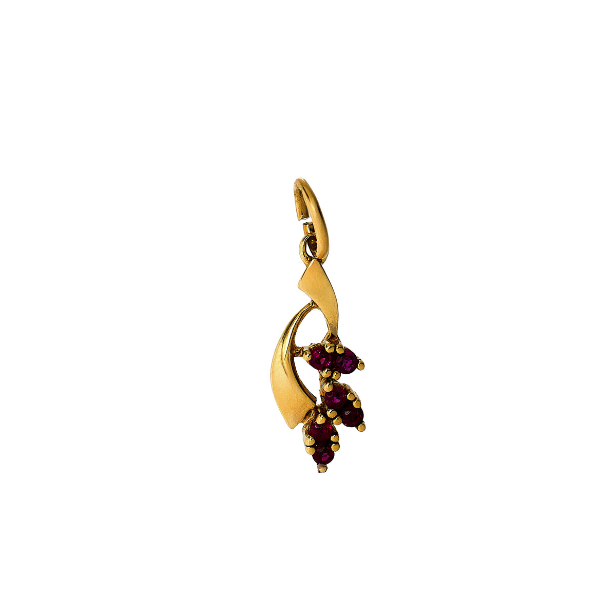 Pre-Owned 9ct Gold Ruby Leaf Spray Design Pendant