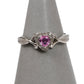 Pre-Owned 9ct White Gold Heart Pink Sapphire & Diamond Cluster Ring