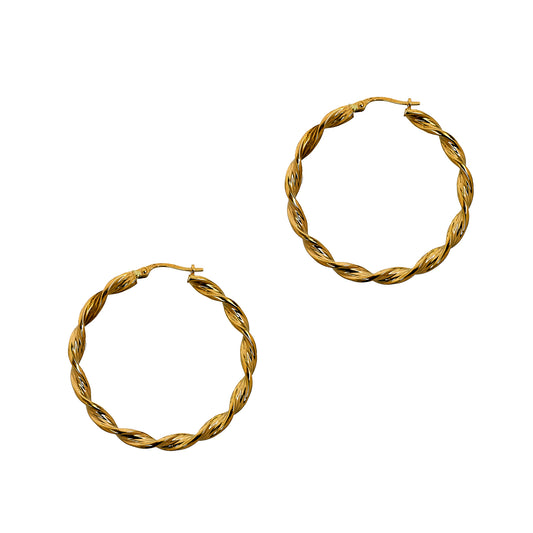 Pre-Owned 9ct Gold Twist Creole Hoop Earrings