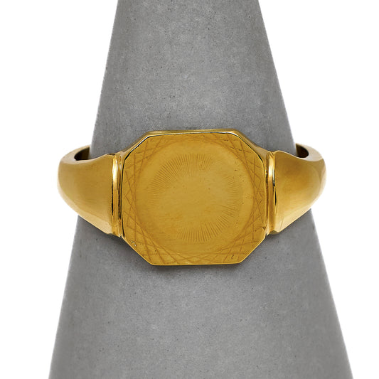 Pre-Owned 9ct Gold Mens Circle Design Signet Ring Size V.5