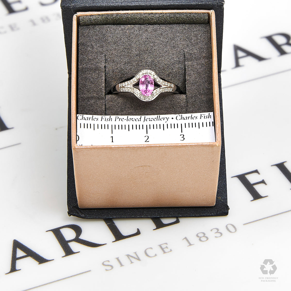 Pre-Owned 18ct White Gold Oval Pink Sapphire & Diamond Ring