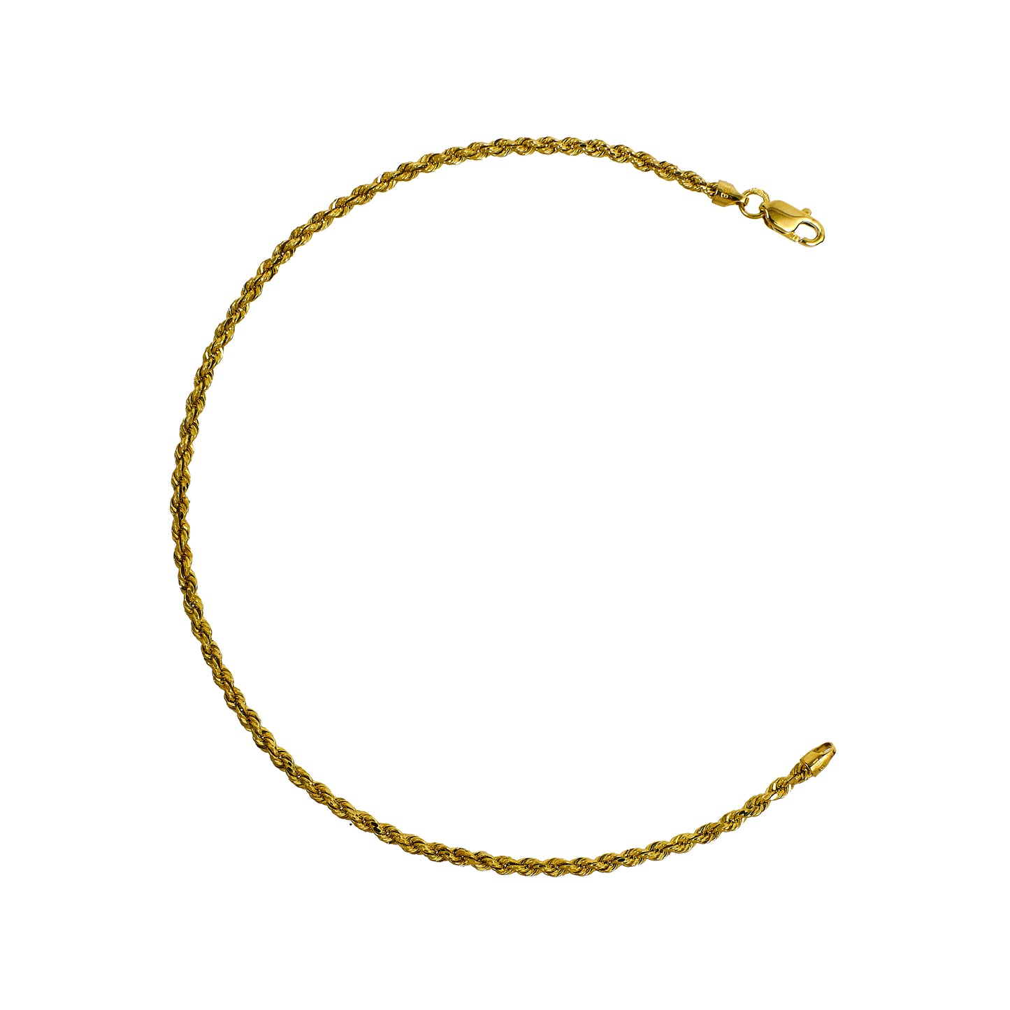 Pre-Owned 9ct Gold Rope Chain Bracelet 7 Inch