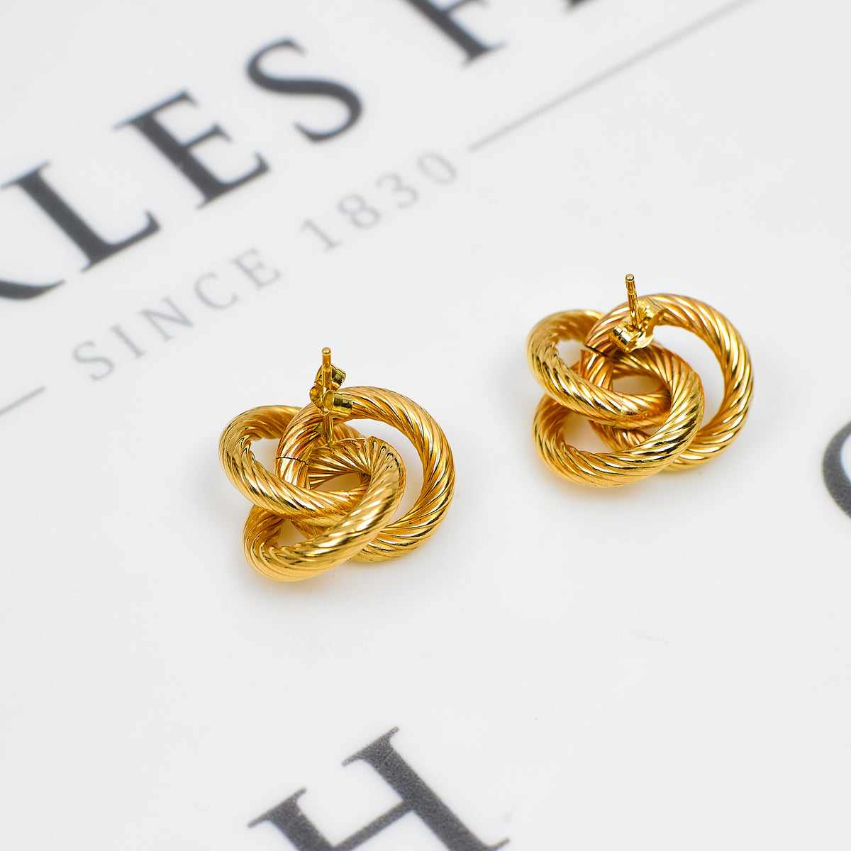 Pre-Owned 9ct Gold Knot Stud Earrings