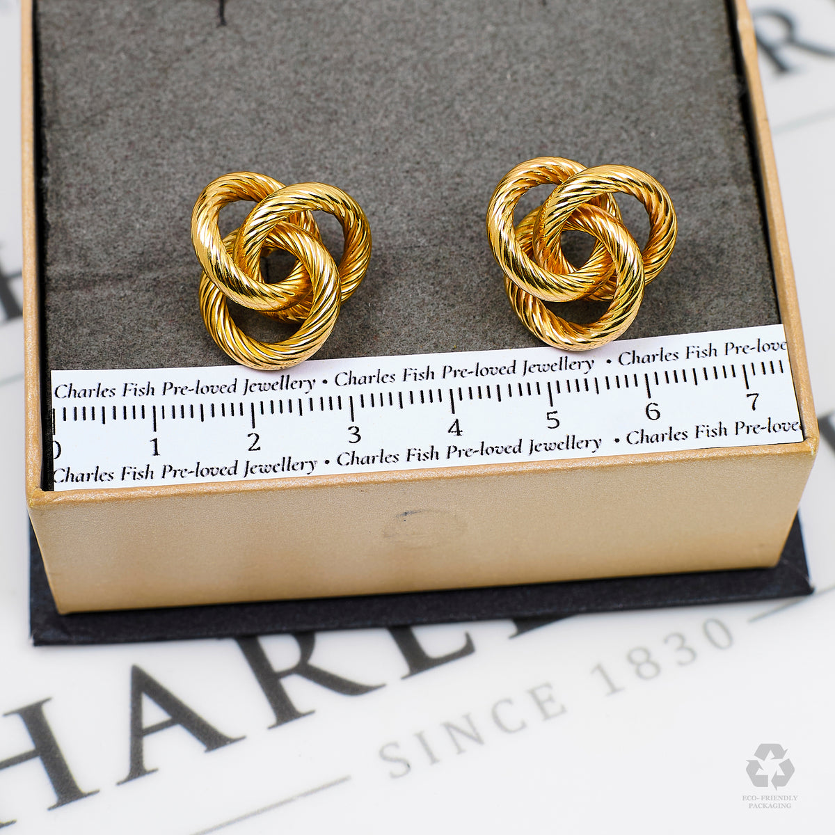 Pre-Owned 9ct Gold Knot Stud Earrings