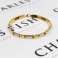 Pre-Owned 9ct Gold 2 Tone X & Faceted Link Bracelet 7.5 Inch