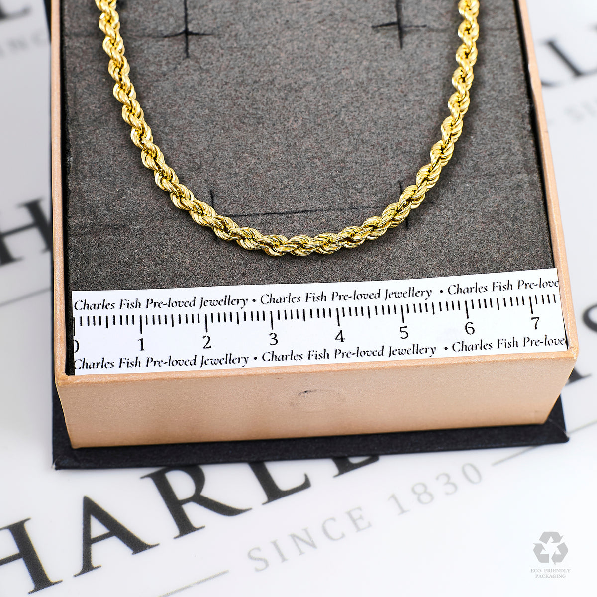 Pre-Owned 9ct Gold Rope Chain Bracelet 7 Inch